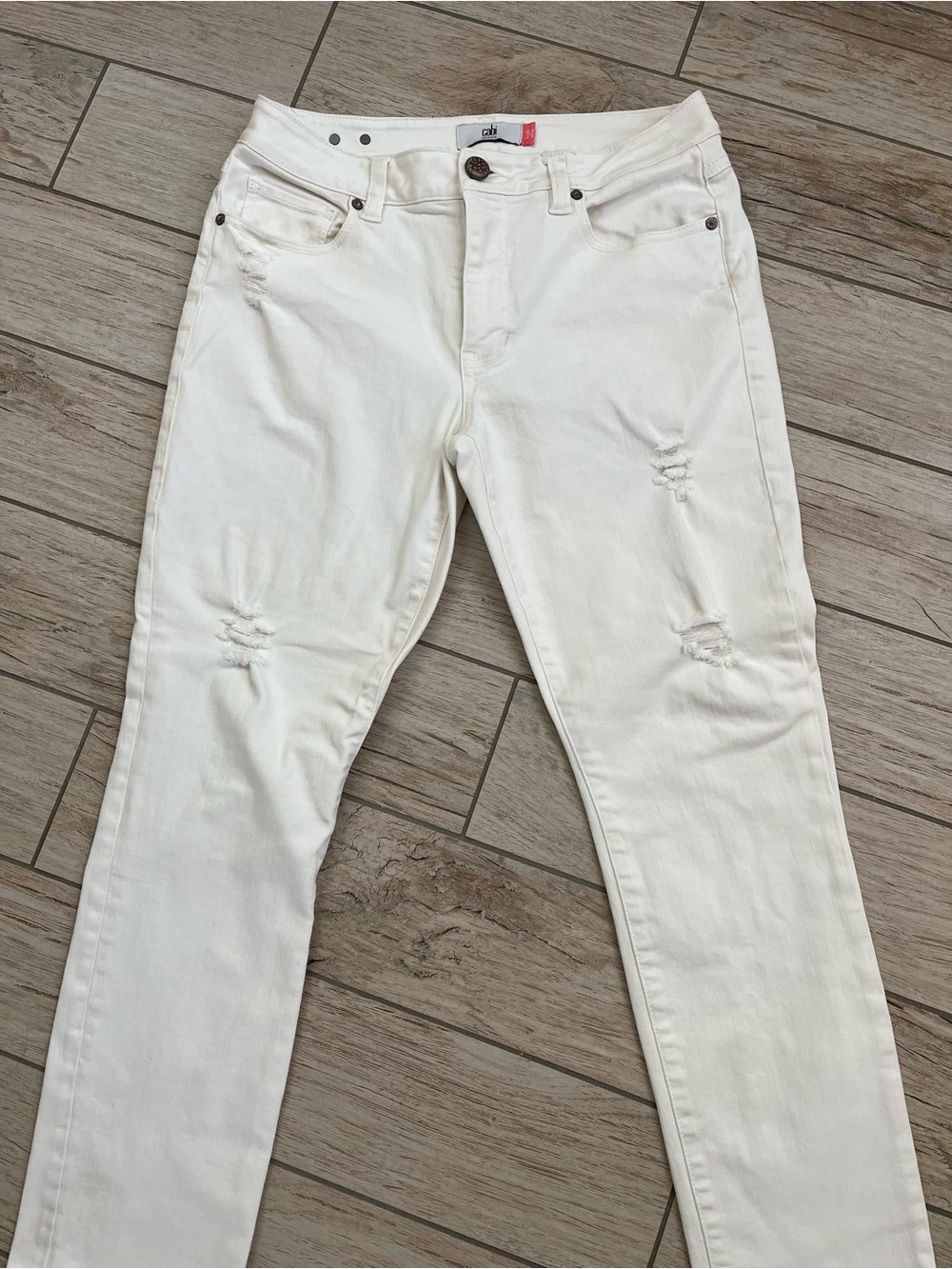 CAbi White Distressed Jeans